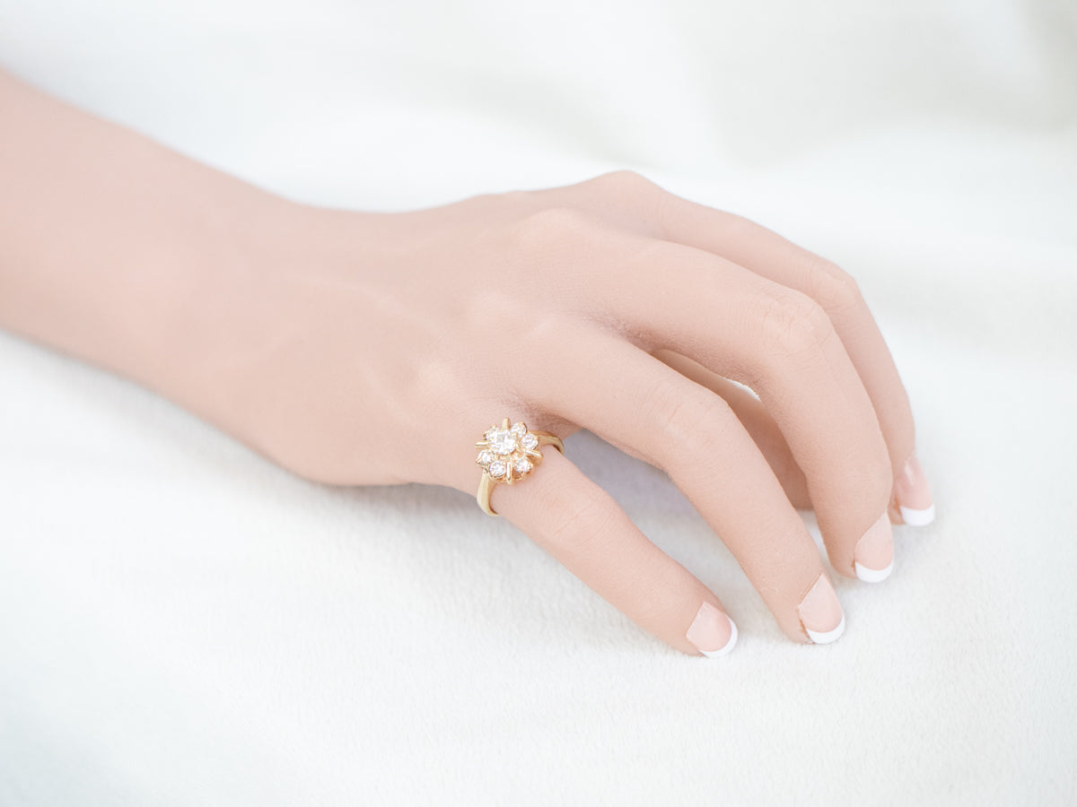 Vintage Gold Diamond Cluster Engagement Ring