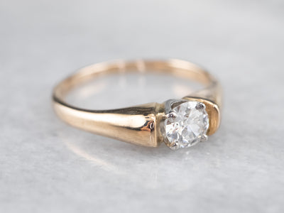 Diamond and Gold Solitaire Engagement Ring