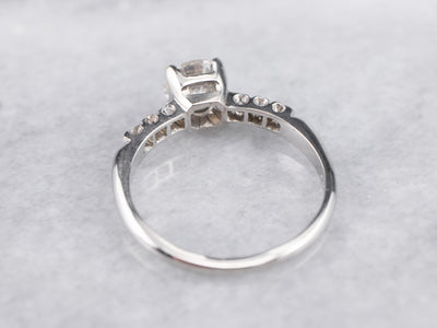 Vintage Platinum Round Brilliant Diamond Engagement Ring