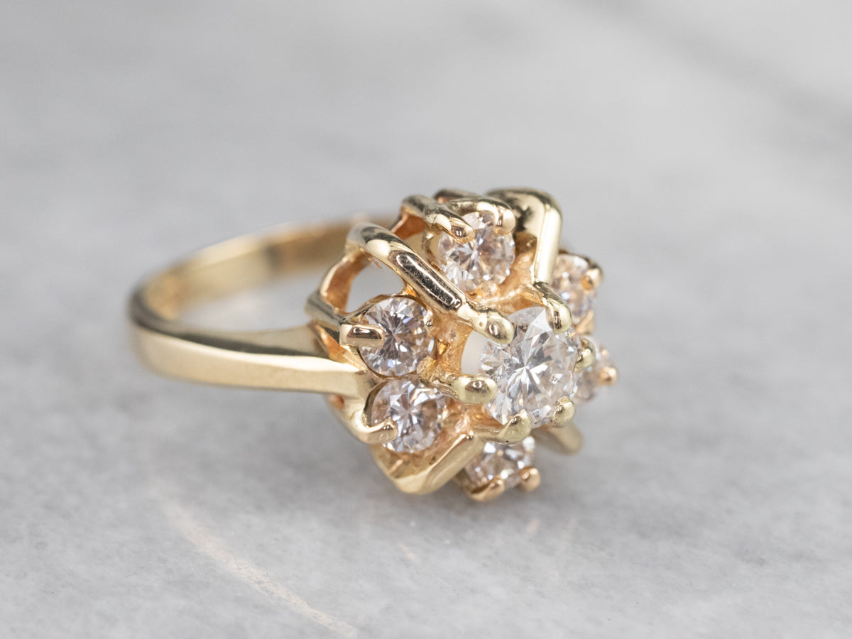 Vintage Gold Diamond Cluster Engagement Ring