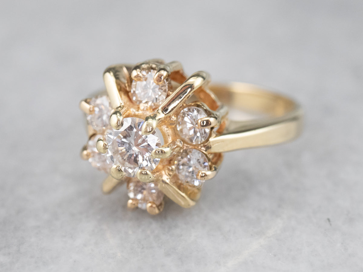 Vintage Gold Diamond Cluster Engagement Ring