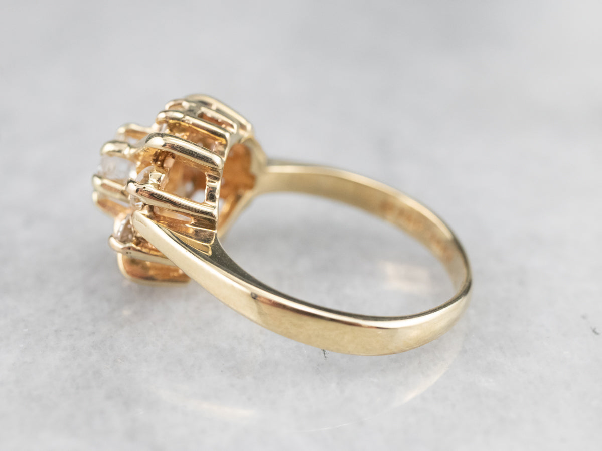 Vintage Gold Diamond Cluster Engagement Ring