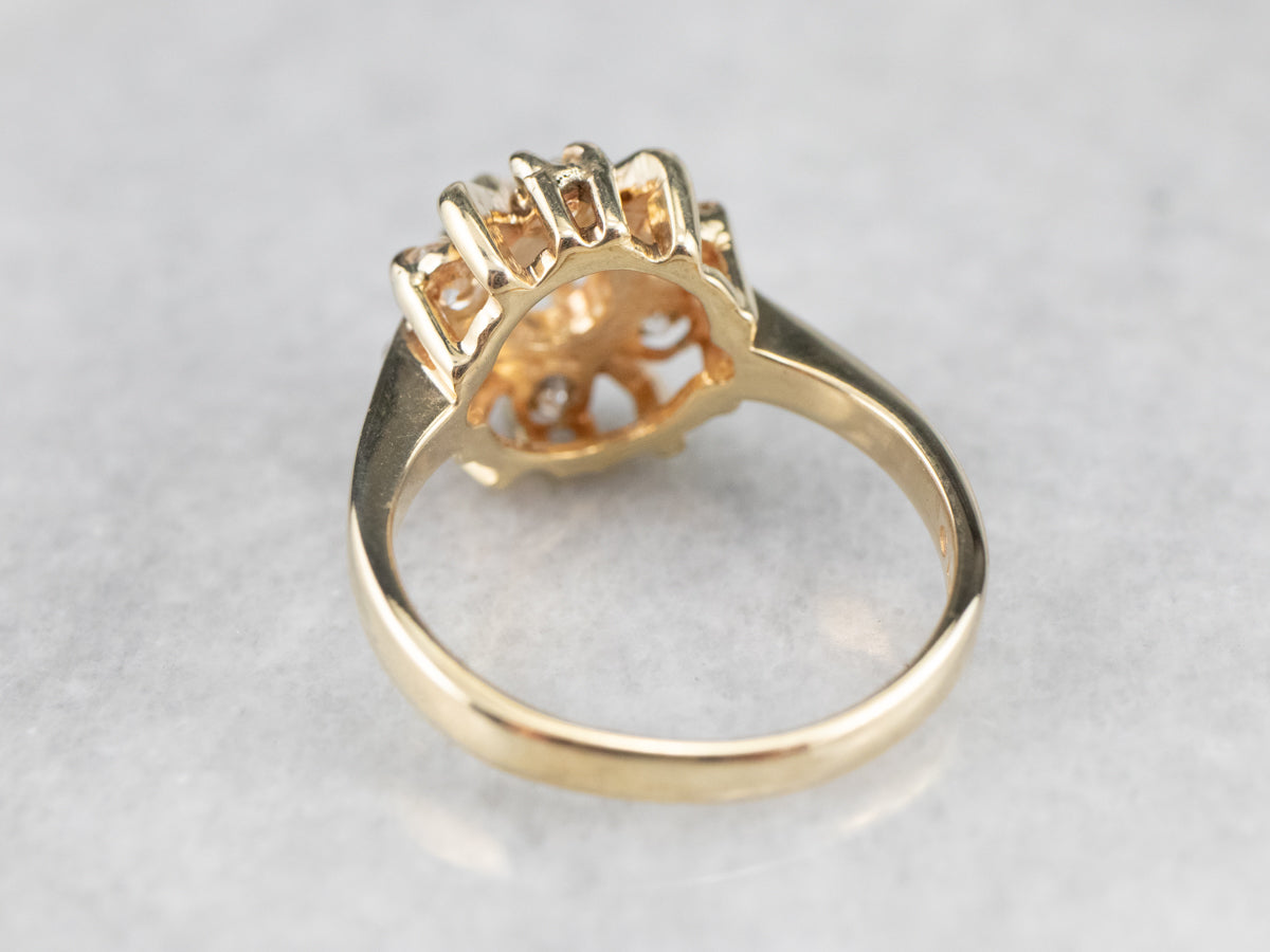 Vintage Gold Diamond Cluster Engagement Ring