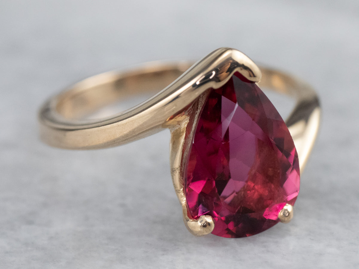 Teardrop Pink Tourmaline Bypass Ring