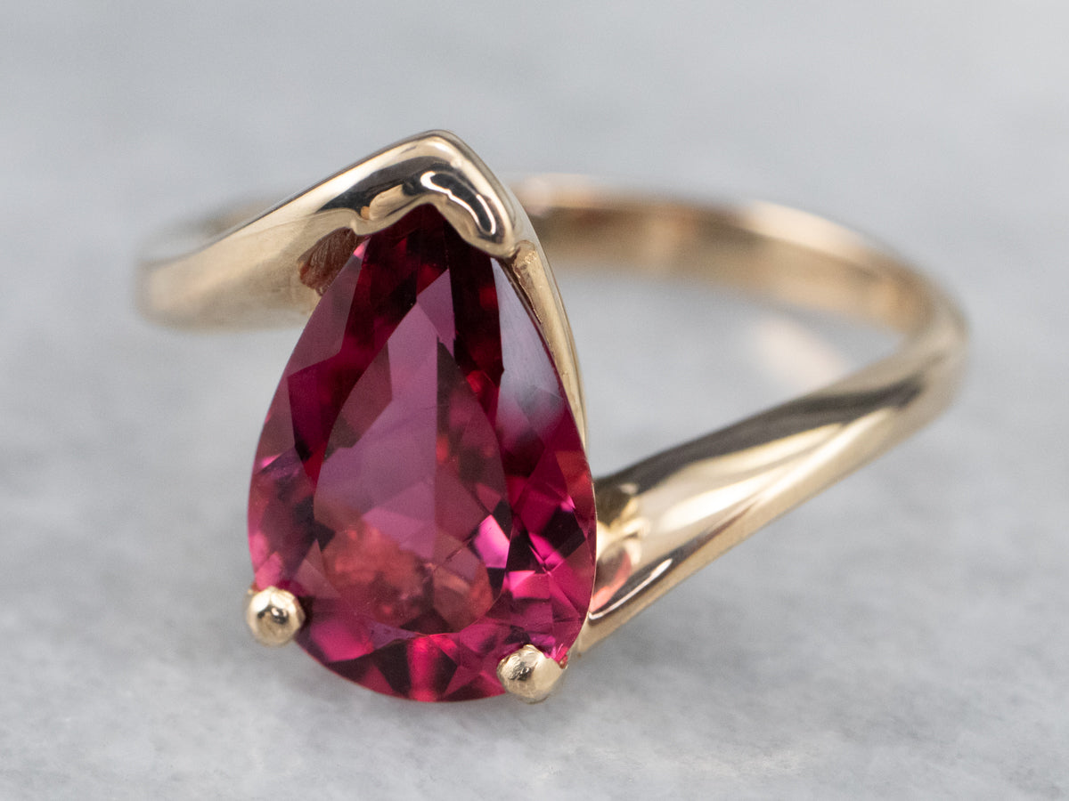 Teardrop Pink Tourmaline Bypass Ring