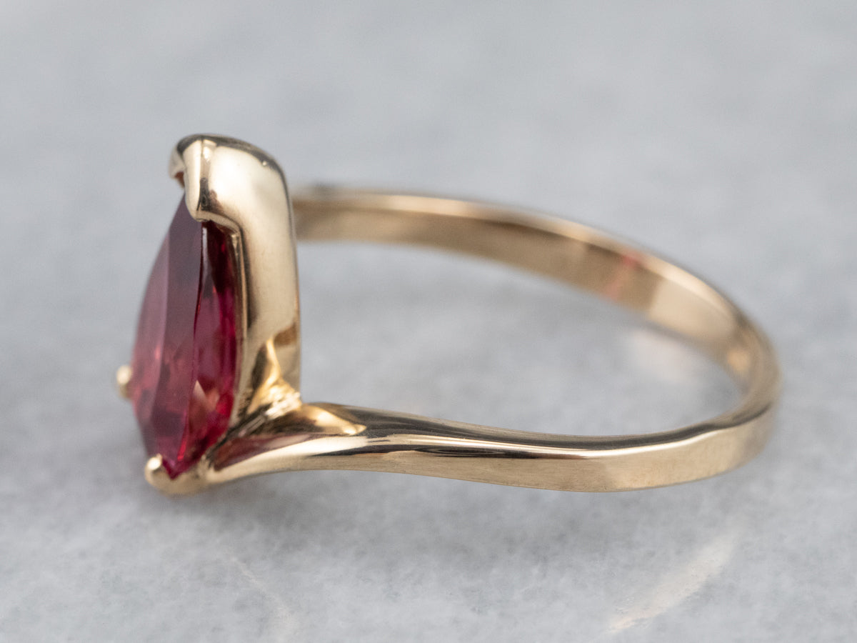 Teardrop Pink Tourmaline Bypass Ring