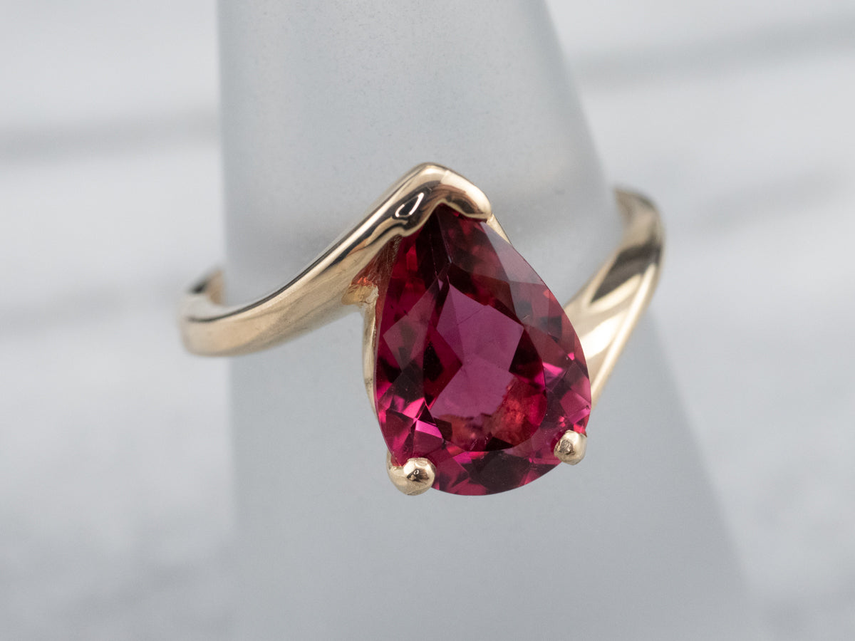 Teardrop Pink Tourmaline Bypass Ring