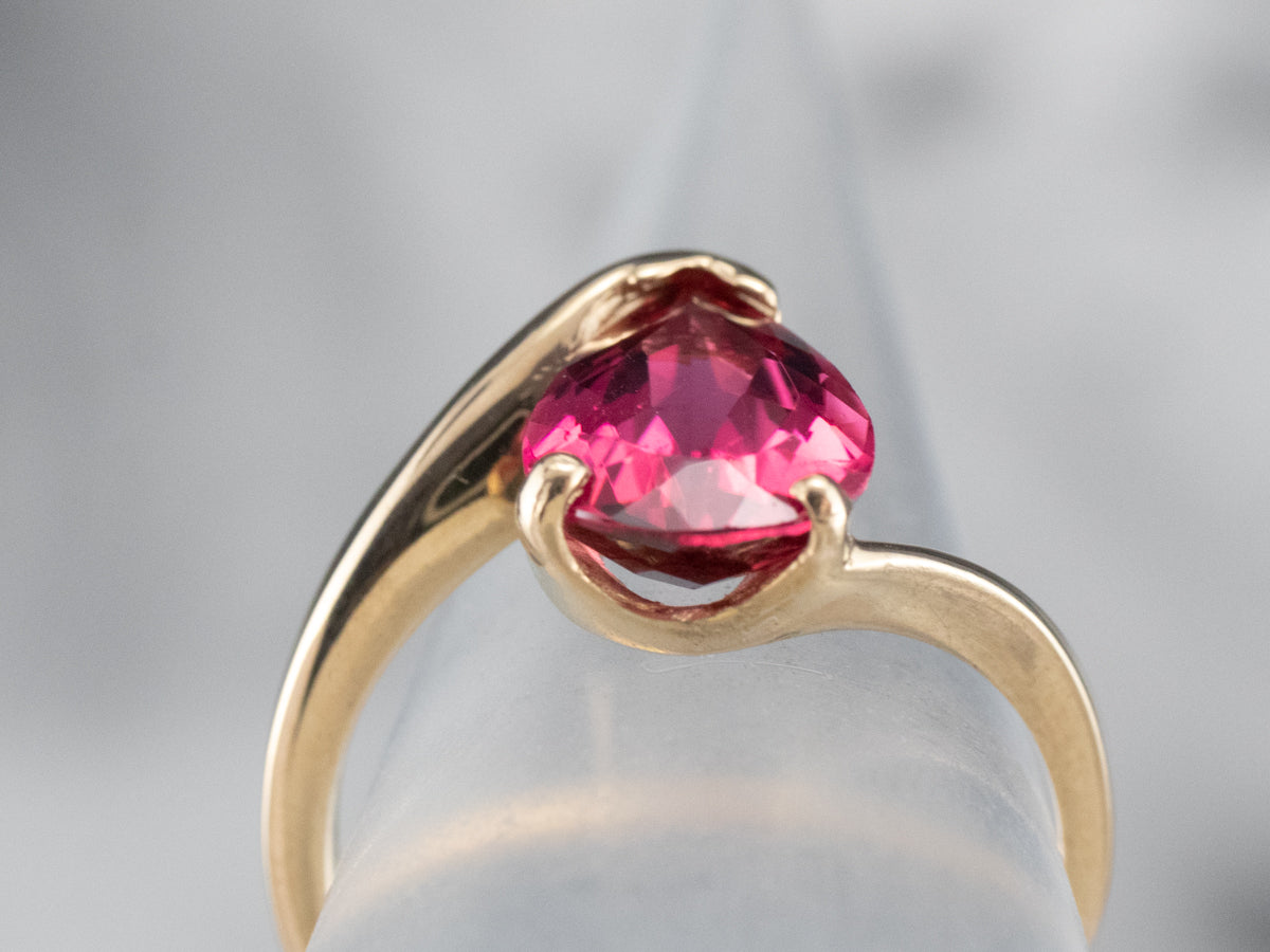 Teardrop Pink Tourmaline Bypass Ring