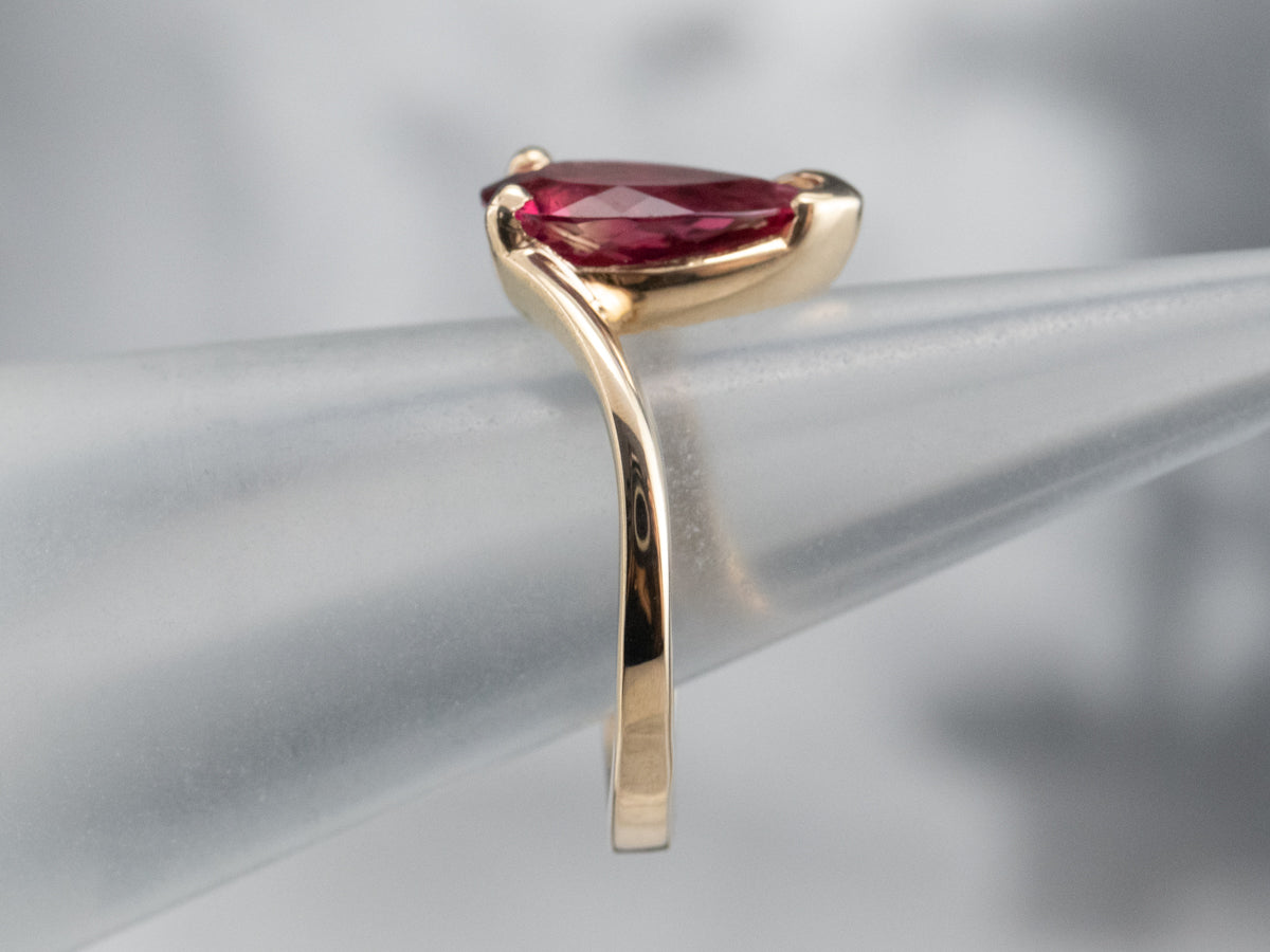 Teardrop Pink Tourmaline Bypass Ring