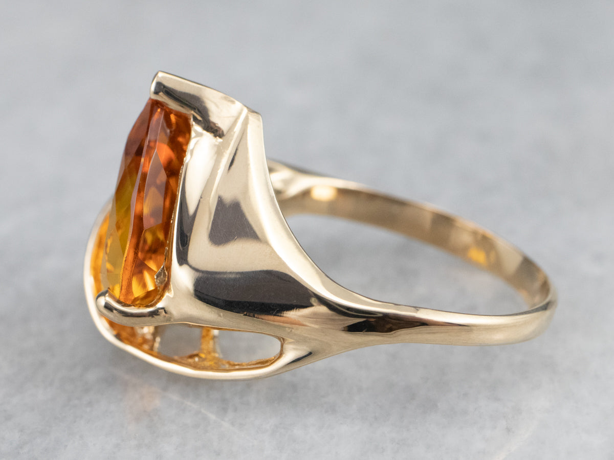 Modernist Citrine Cocktail Ring
