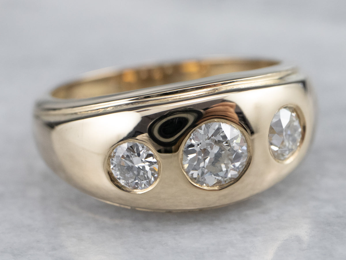 Alianza de diamantes de talla europea antigua