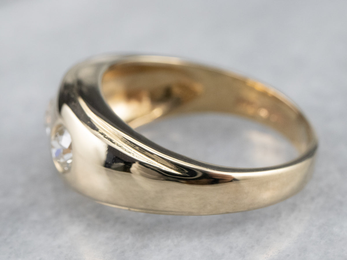 Alianza de diamantes de talla europea antigua