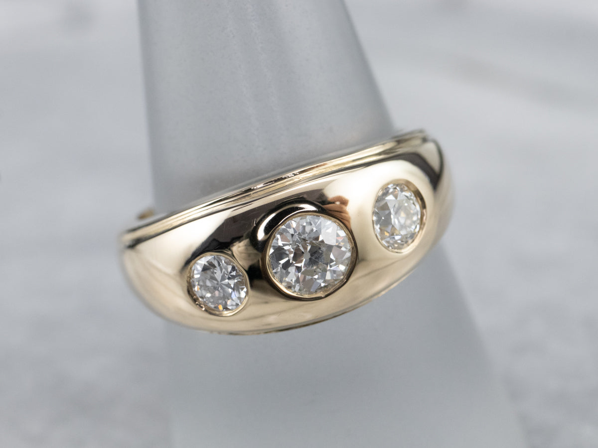 Alianza de diamantes de talla europea antigua