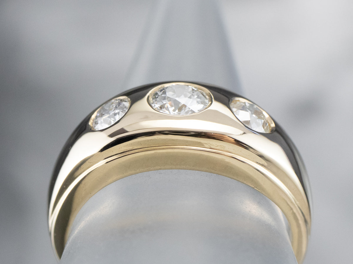 Alianza de diamantes de talla europea antigua