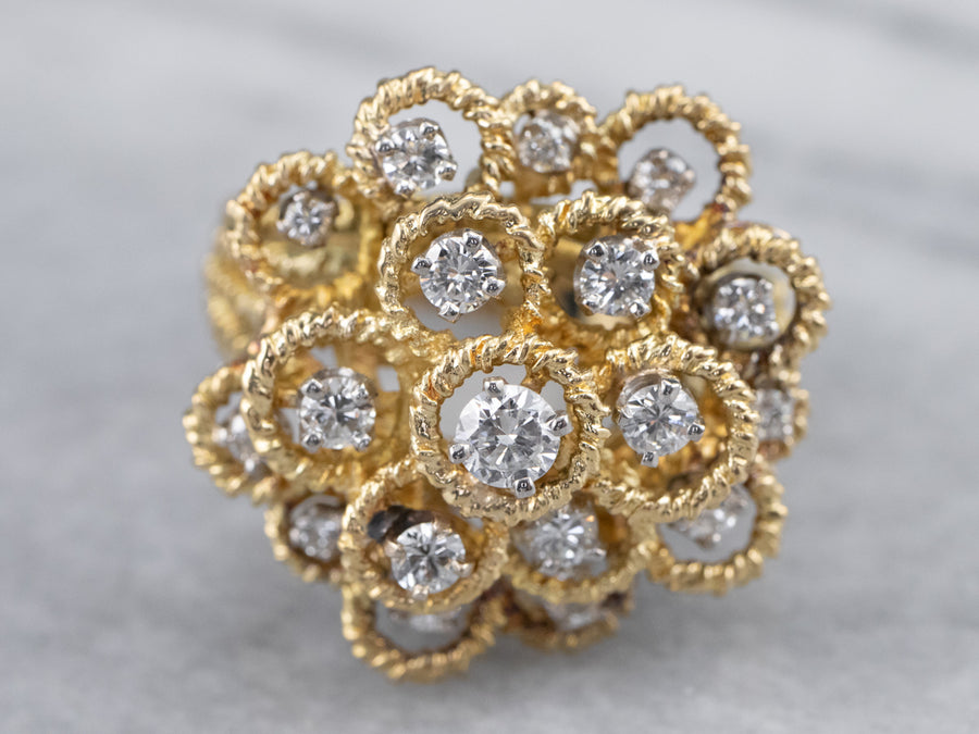 Bold Diamond Gold Cluster Ring