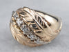 Two Tone Gold and Diamond Feather Ring