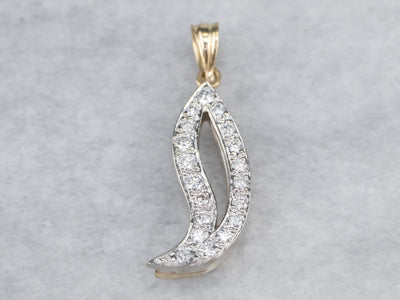 Two Tone Gold Modernist Diamond Pendant