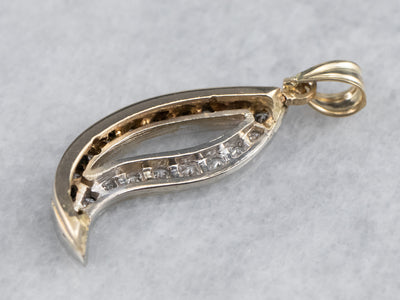 Two Tone Gold Modernist Diamond Pendant