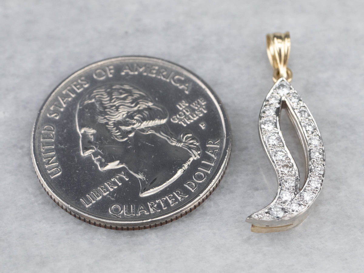 Two Tone Gold Modernist Diamond Pendant