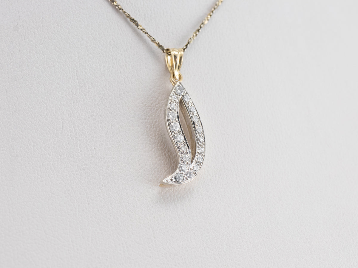 Two Tone Gold Modernist Diamond Pendant
