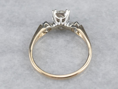 Retro Era Three Stone Diamond Engagement Ring