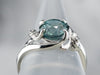 Blue Zircon and Diamond Bypass Ring