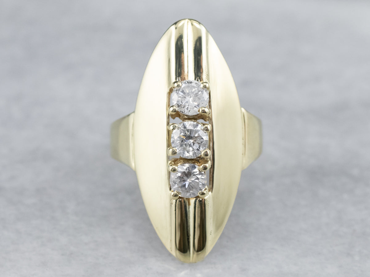 Anillo modernista de diamantes en oro amarillo de 14 quilates