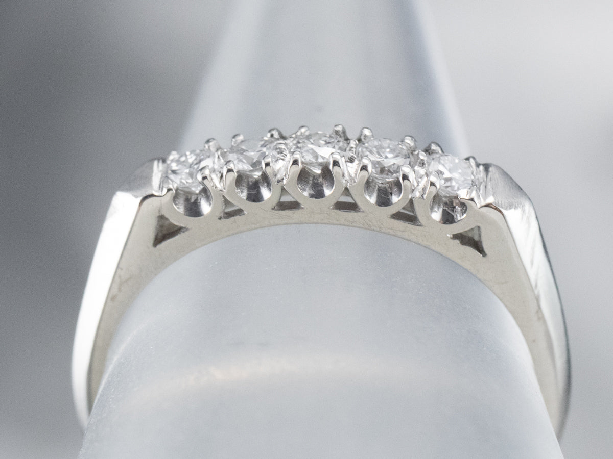Polished Platinum and Diamond Band