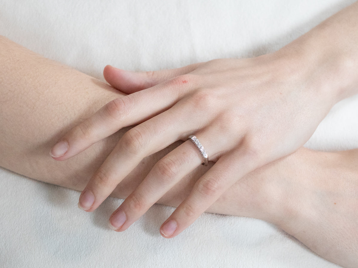 Polished Platinum and Diamond Band