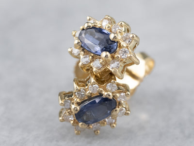 Sapphire Diamond Halo Stud Earrings