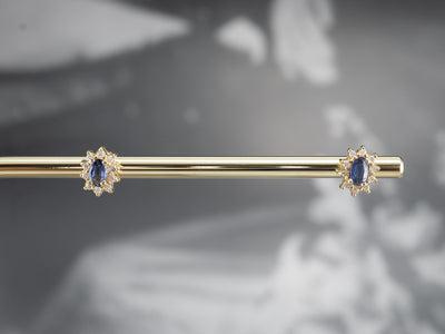 Sapphire Diamond Halo Stud Earrings