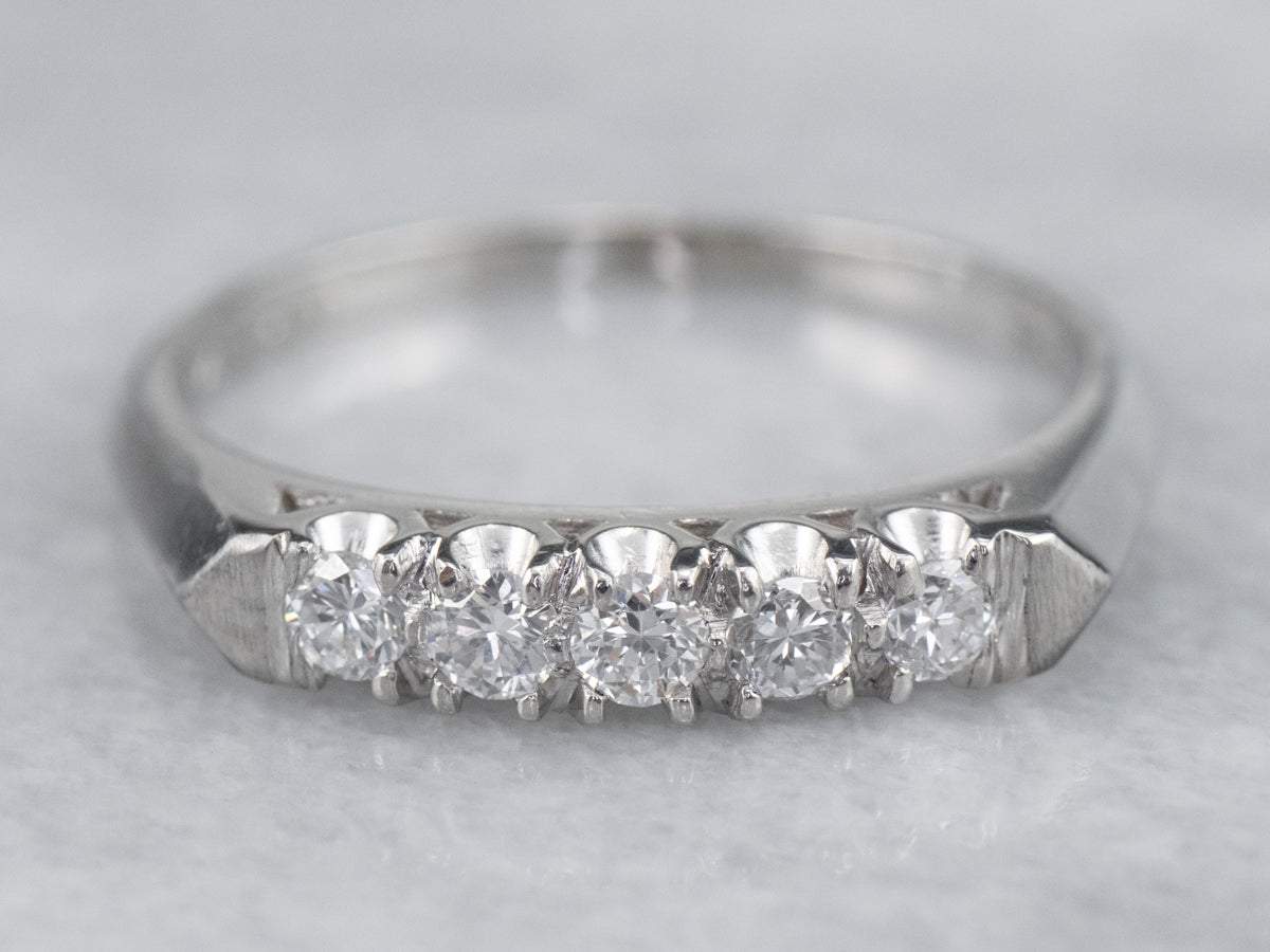 Polished Platinum and Diamond Band