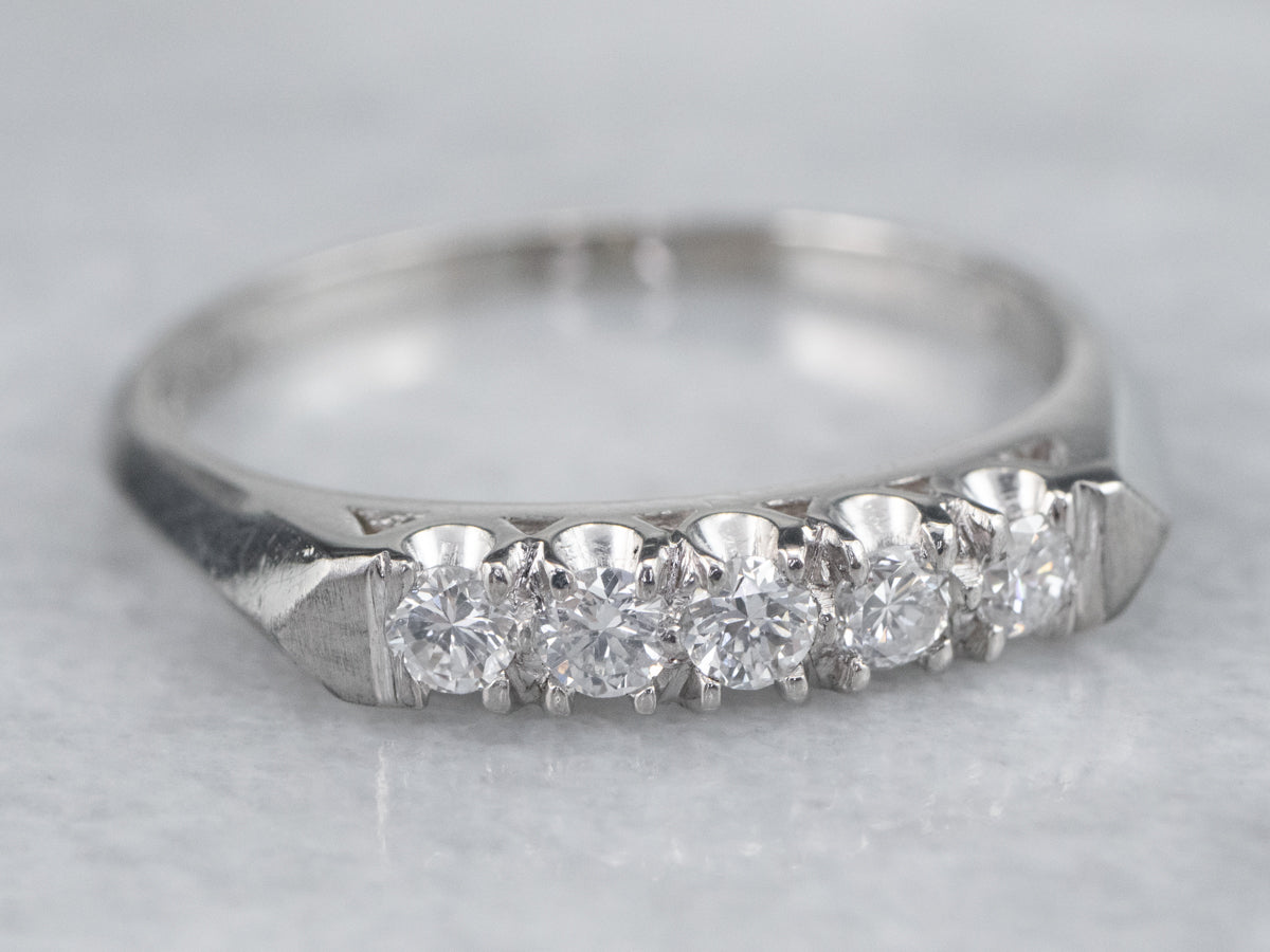 Polished Platinum and Diamond Band