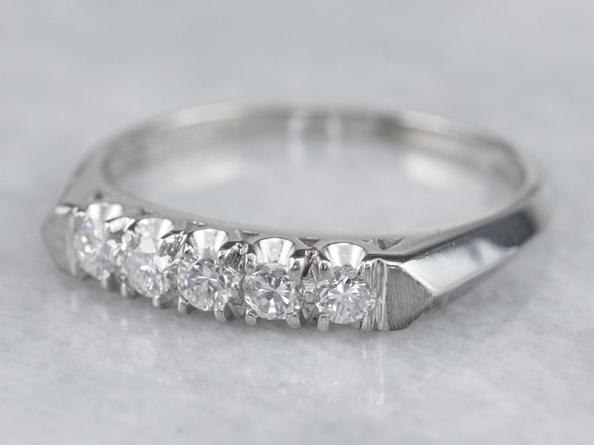 Polished Platinum and Diamond Band