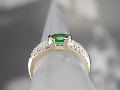 Tsavorite Garnet and Diamond Ring