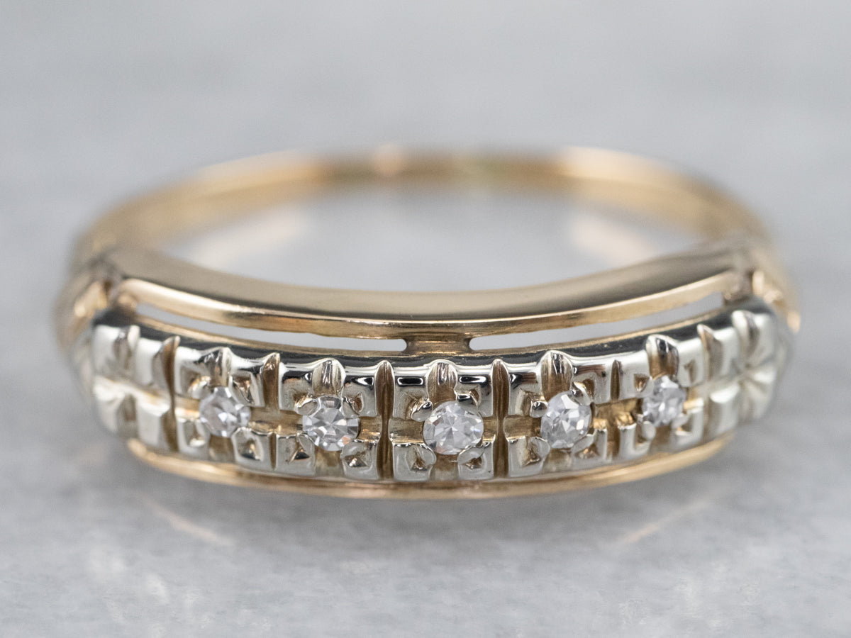 Two Tone Gold Vintage Diamond Band