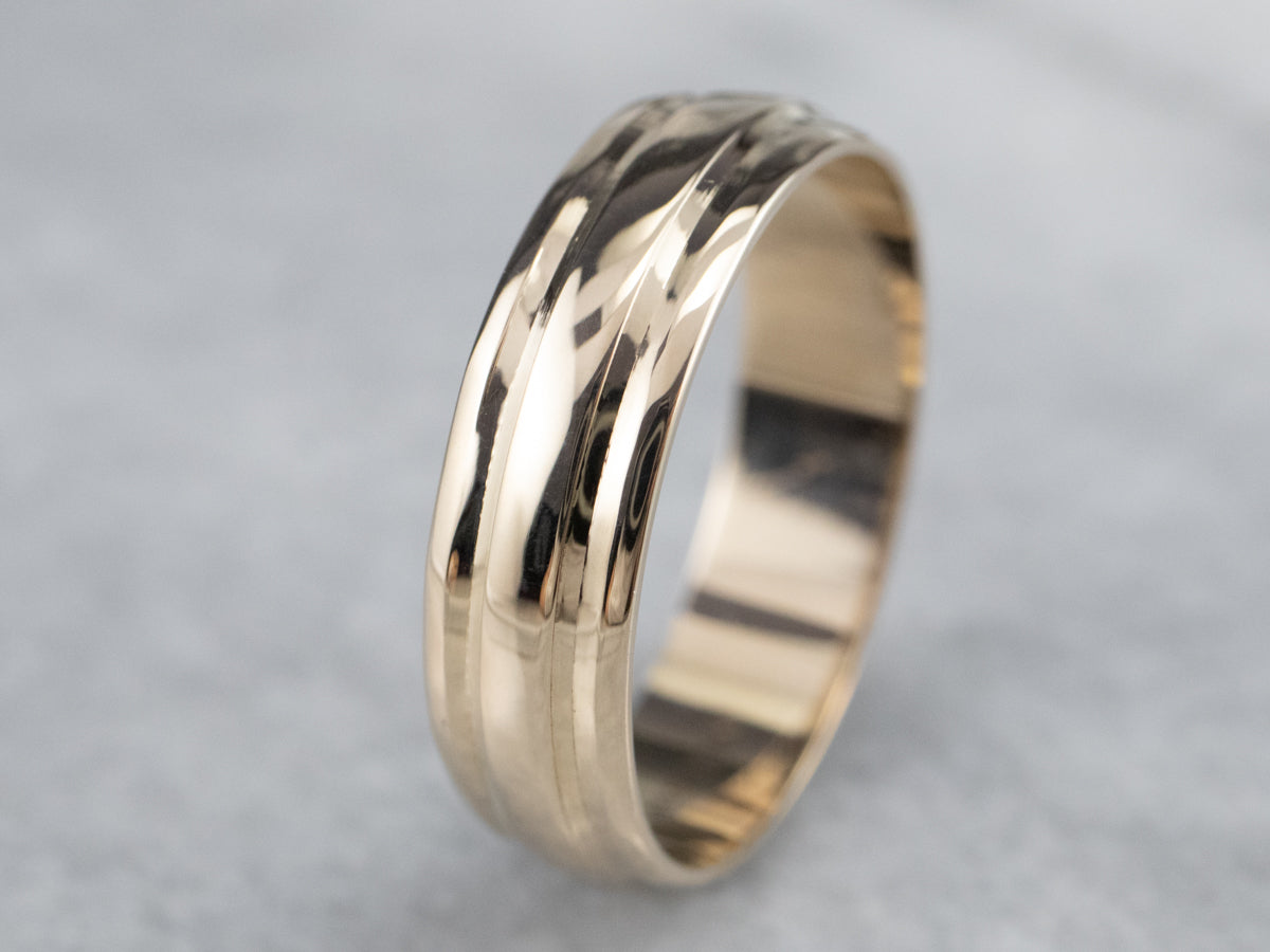 Yellow Gold Ridged Band