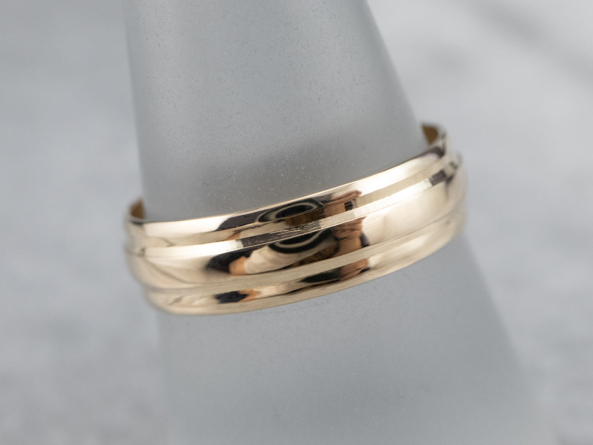 Yellow Gold Ridged Band