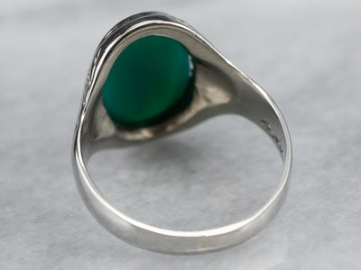 10K White Gold Green Onyx Ring