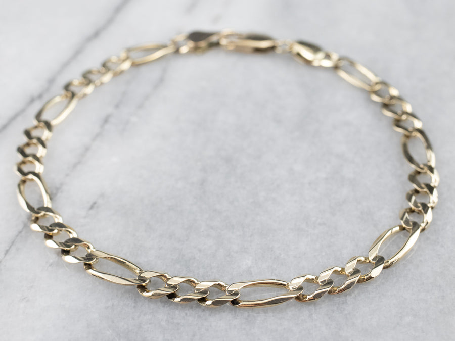 Men's 14K Gold Figaro Chain Bracelet