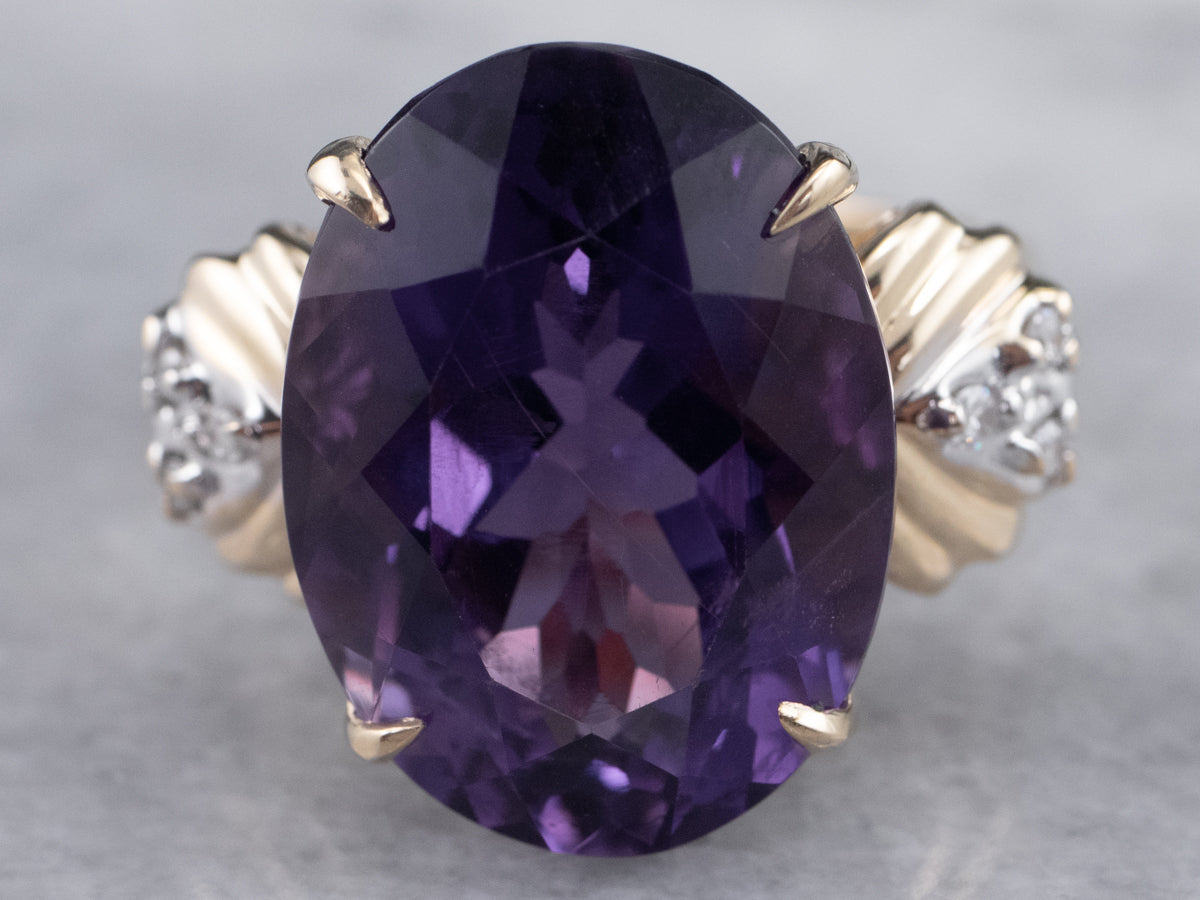 Amethyst and Diamond Ring in Yellow Gold