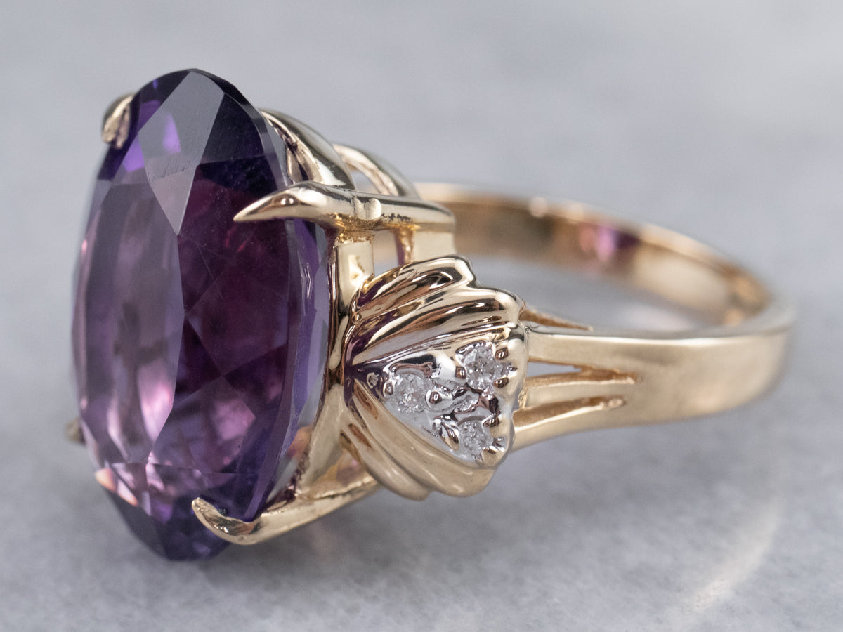 Amethyst and Diamond Ring in Yellow Gold