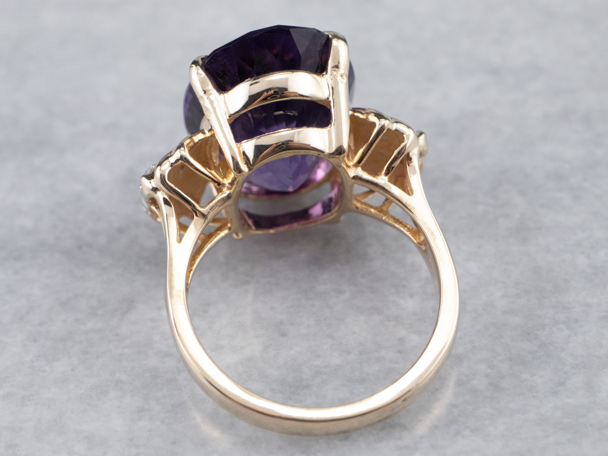 Amethyst and Diamond Ring in Yellow Gold