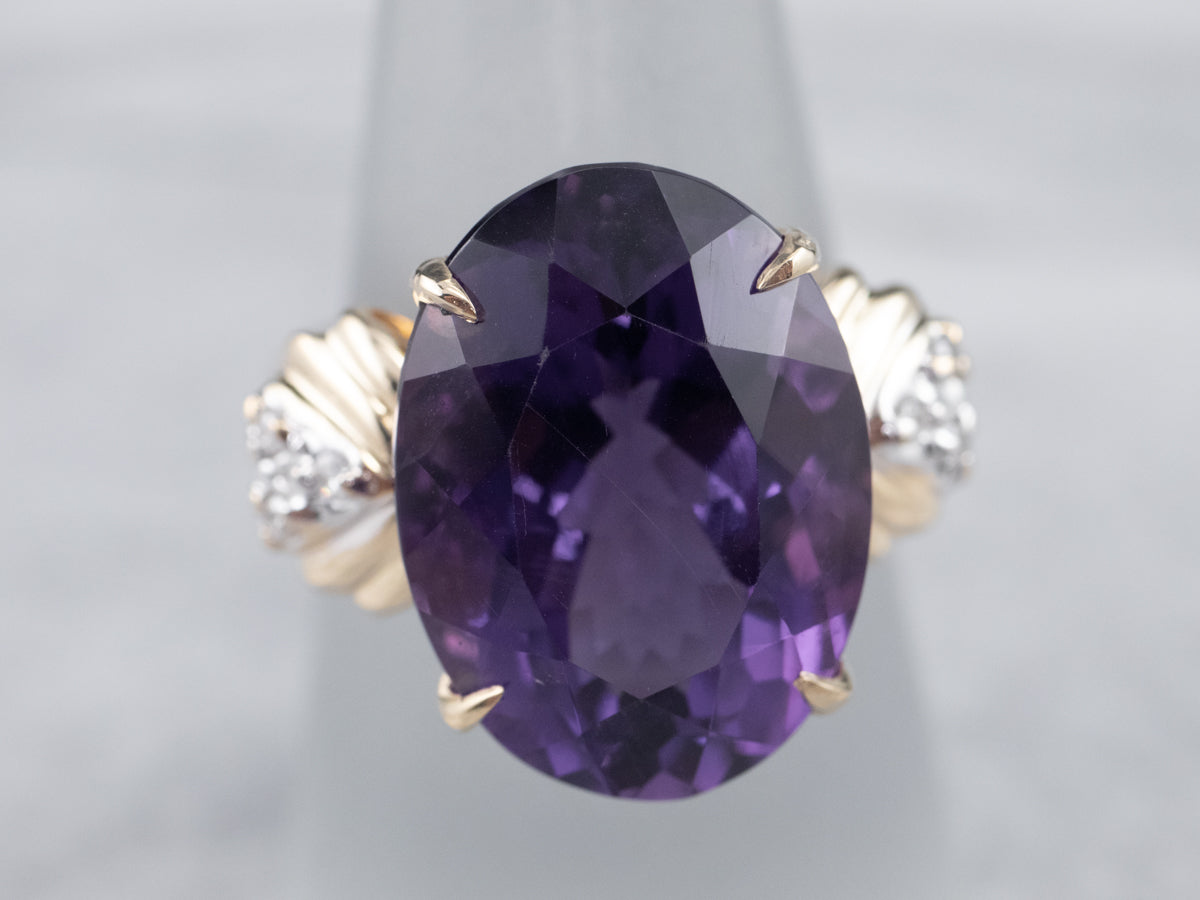 Amethyst and Diamond Ring in Yellow Gold