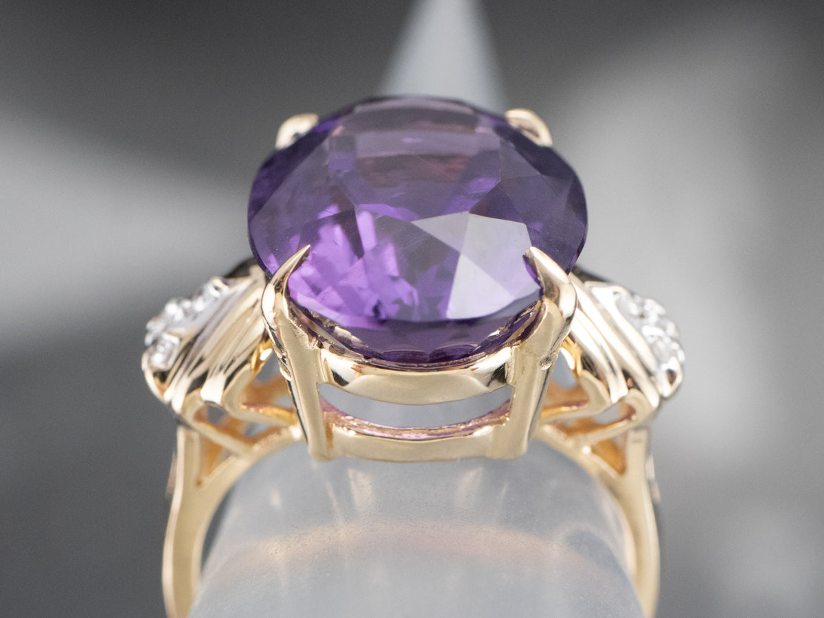 Amethyst and Diamond Ring in Yellow Gold