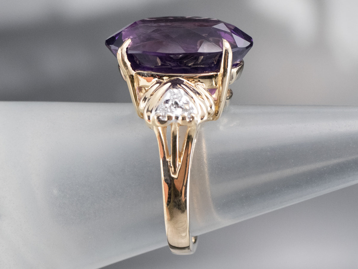 Amethyst and Diamond Ring in Yellow Gold