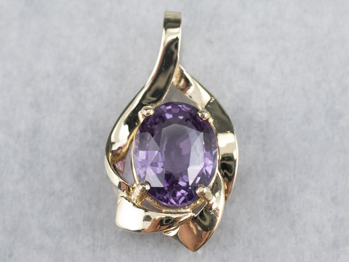 14K Yellow Gold Amethyst Pendant