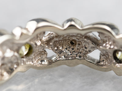 Floral Yellow and White Diamond Eternity Band