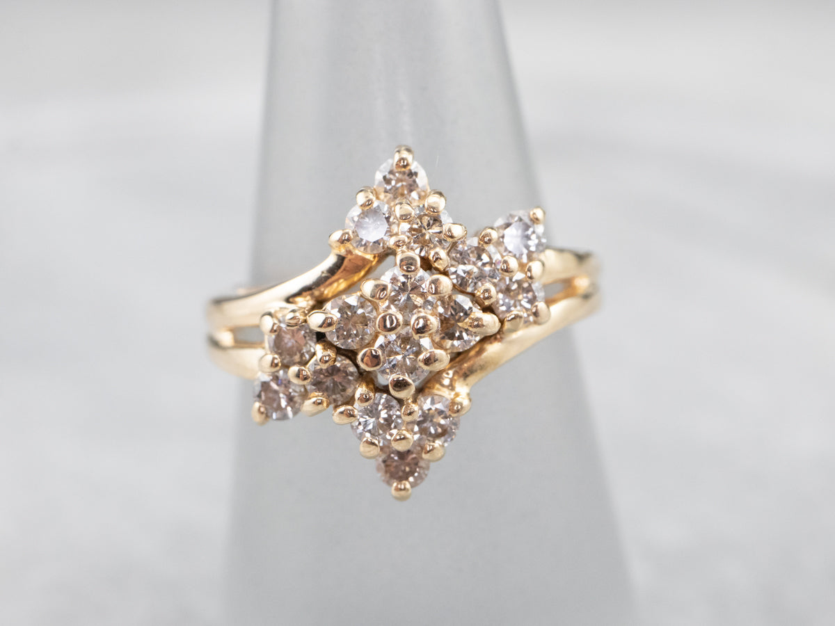 Vintage Gold Diamond Cluster Ring