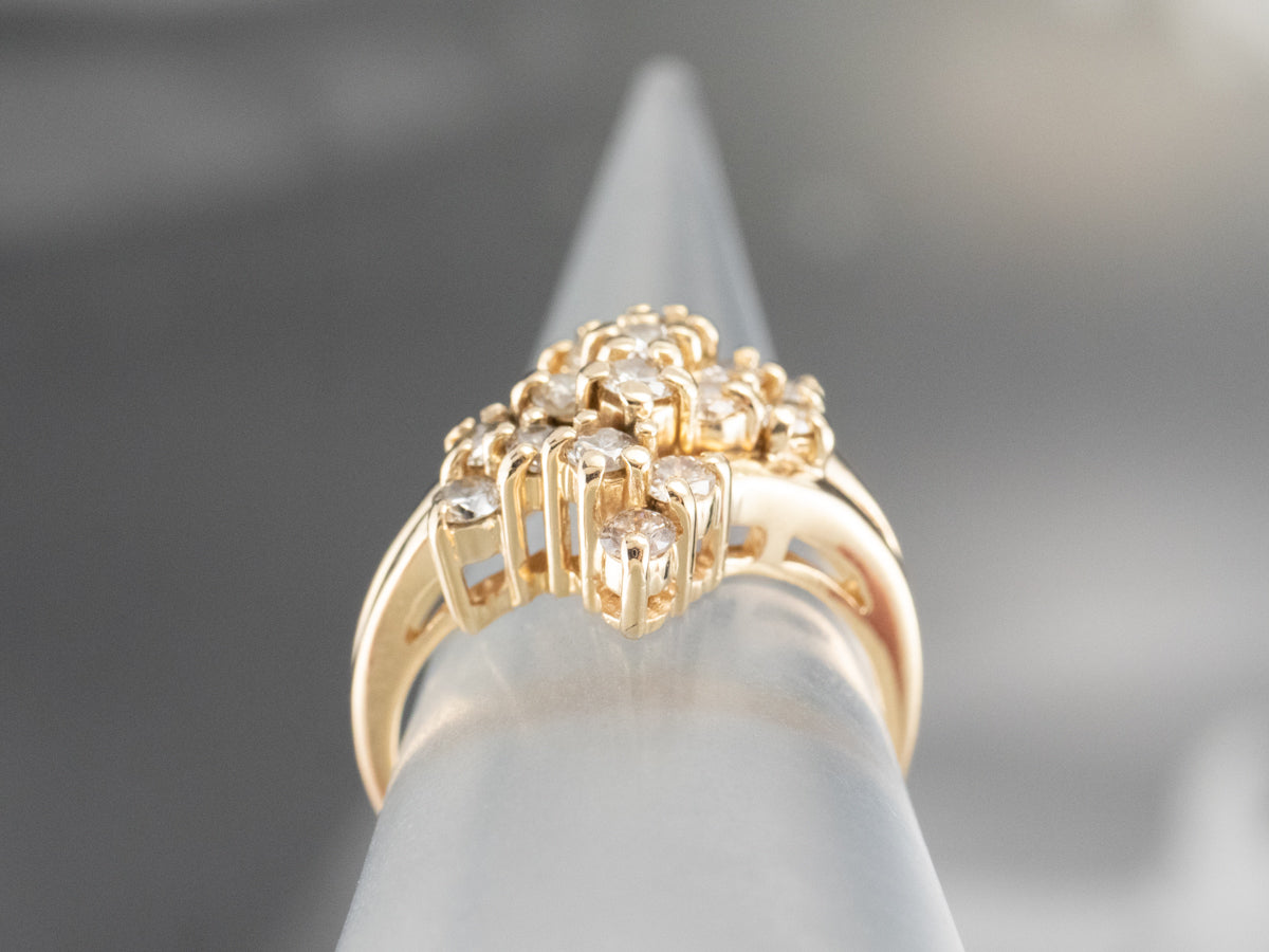 Vintage Gold Diamond Cluster Ring
